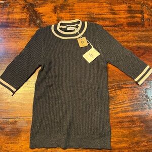 Faherty Charcoal Ribbed Knit Sweater